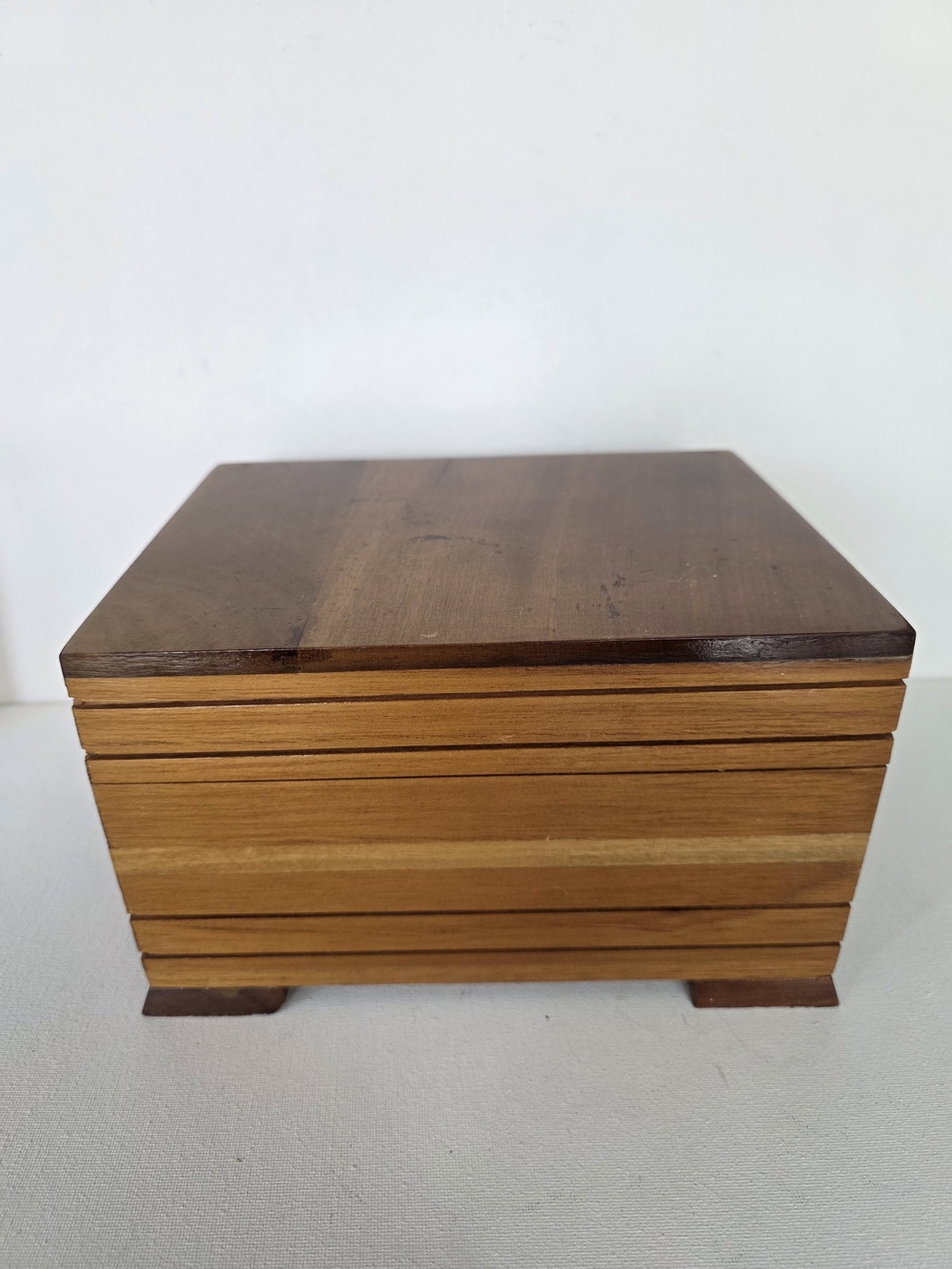 Vintage Wooden Jewelry Box Organizer - Natural Brown